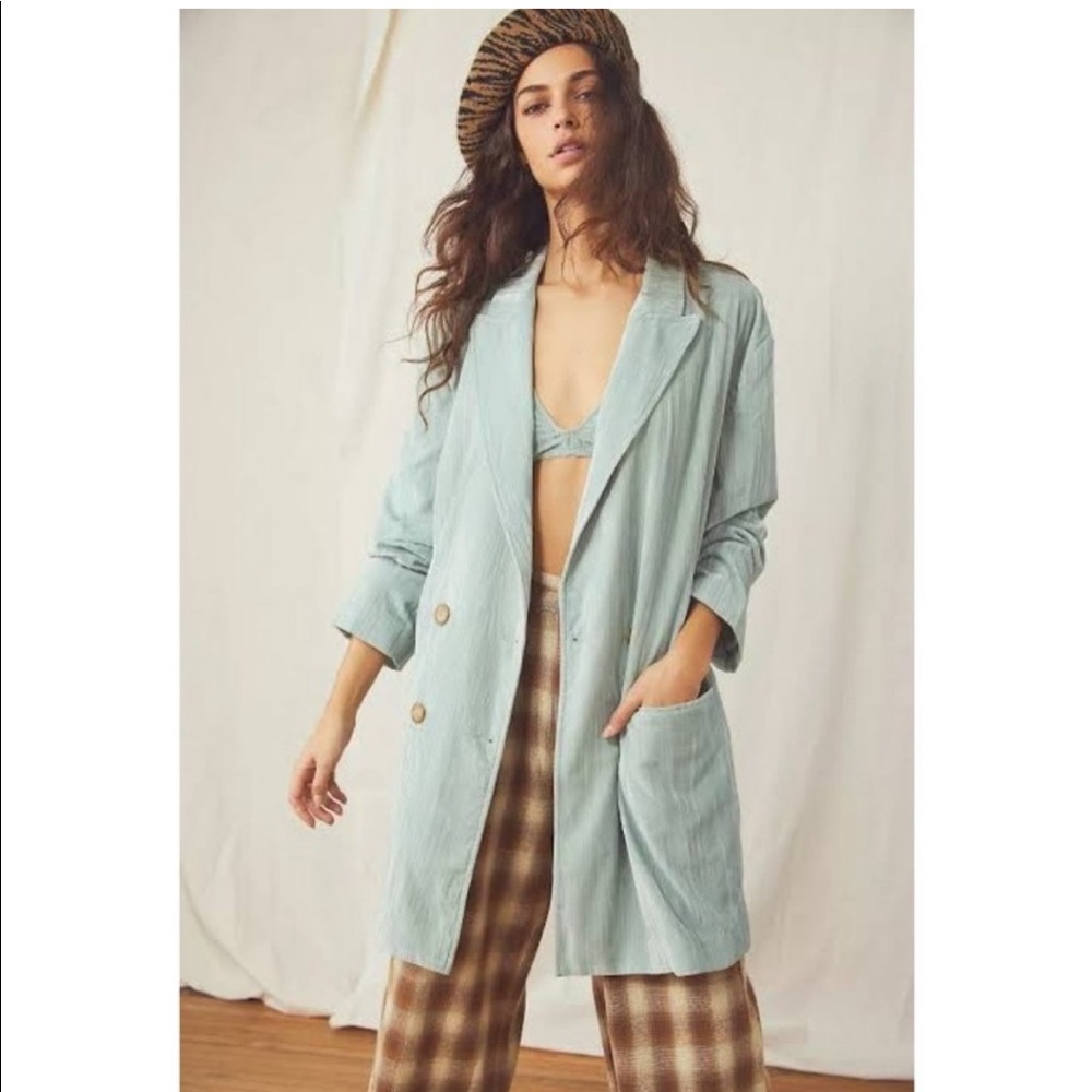 FREE PEOPLE Daria Crinkle Velvet Blazer